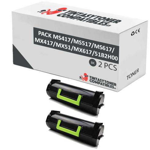 Compatível PACK 2X Lexmark MS417 / MS517 / MS617 / MX417 / MX517 / MX617 Preto