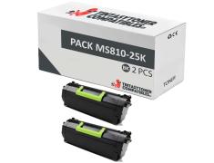 Compatível Pacote 2x Lexmark MS810 / MS811 / MS812 (25k) 52D2H00 / 522H