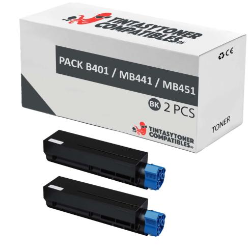 Compatível pack 2x OKI B401 / MB441 / MB451