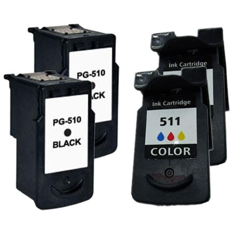 Pacote Compatível 4 x Canon PG-510 / CL-511