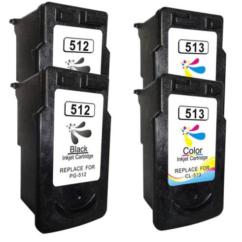 Pacote Compatível 4 x Canon PG-512 / CL-513