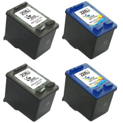 Pacote compatível 4 X HP 21/22 XL