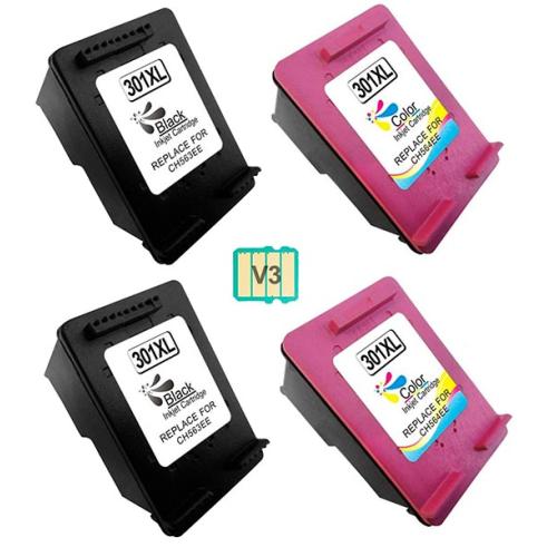 Pacote compatível 4 x HP 301 XL remanufaturado