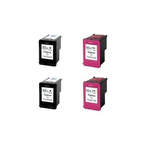 Pacote compatível 4 x HP 302 XL