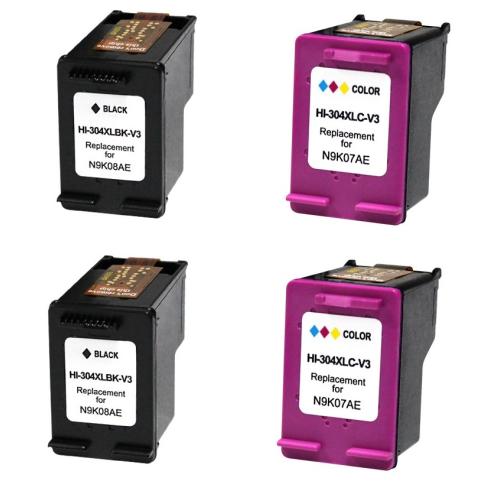 Pack 4 x Compatível com HP 304 XL remanufaturado