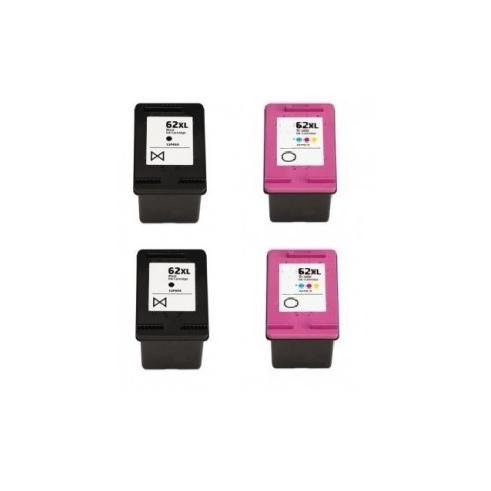 Pacote compatível 4 x HP 62 XL