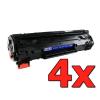 Pacote compatível 4 x HP CB436A Preto