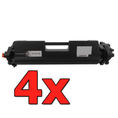 Pacote compatível 4 x HP CF217A Premium Chip