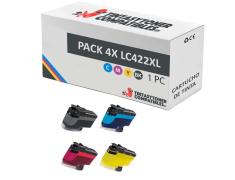 Compatível Pacote 4x Brother LC422XL