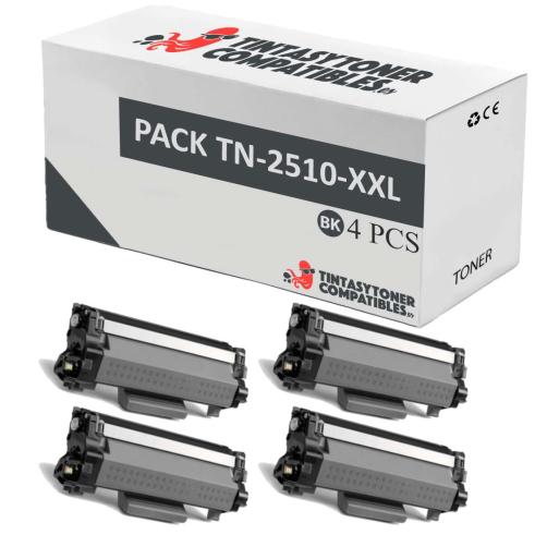 Compatível Pack 4x Brother TN-2510-XXL Preto