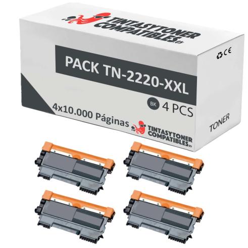 Compatível Pack 4x Brother TN2220/TN2210/TN2010/TN450XL Alta Capacidad (10K)