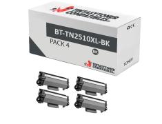 Compatível Pack 4x Brother TN2510XL Preto