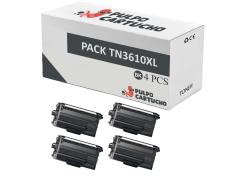 Compatível Pacote 4x Brother TN3610XL Preto