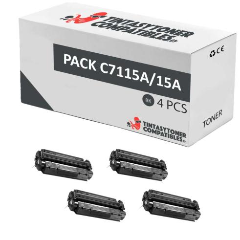 Pacote compatível 4x HP C7115A Preto