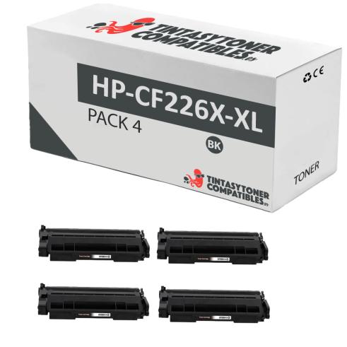 Compatível Pacote 4x HP CF226X-XL Preto Premium