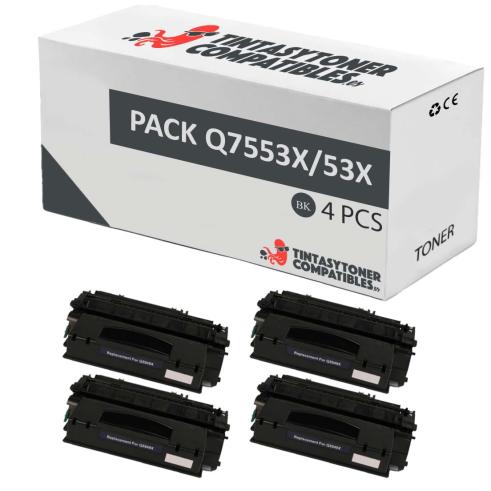 Compatível com Pack 4x HP Q7553X Preto