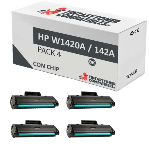 Compatível Pacote 4x HP W1420A Preto (com chip)