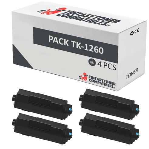 Compatível Pack 4x Kyocera TK1260 Preto