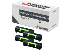 Compatível Pacote 4x Lexmark MS410/MS415/MS510/MS610
