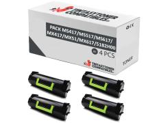 Compatível PACK 4X Lexmark MS417 / MS517 / MS617 / MX417 / MX517 / MX617 Preto