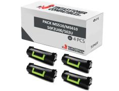 Compatível PACK 4X LEXMARK MS510 / MS610