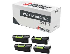 Compatível Pacote 4x Lexmark MS810 / MS811 / MS812 (25k) 52D2H00 / 522H