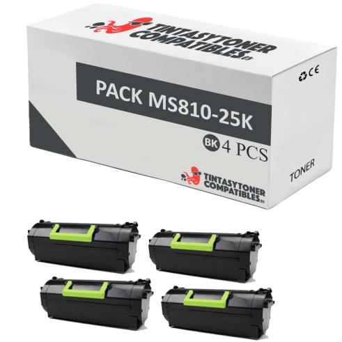Compatível Pacote 4x Lexmark MS810 / MS811 / MS812 (25k) 52D2H00 / 522H