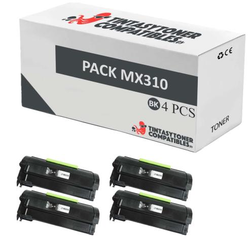 Compatível Pacote 4x Lexmark MX310 / MX410 / MX510 / MX511 / MX611