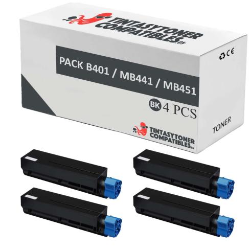 Compatível pack 4x OKI B401 / MB441 / MB451