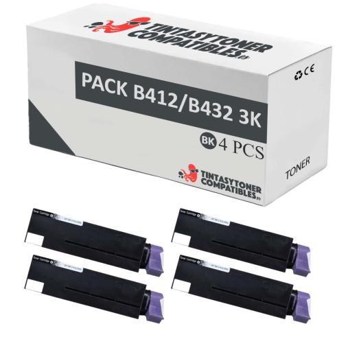 Compatível Pack 4x OKI B412 / B432 / B512 / MB472 / MB492 / MB562 (3K)