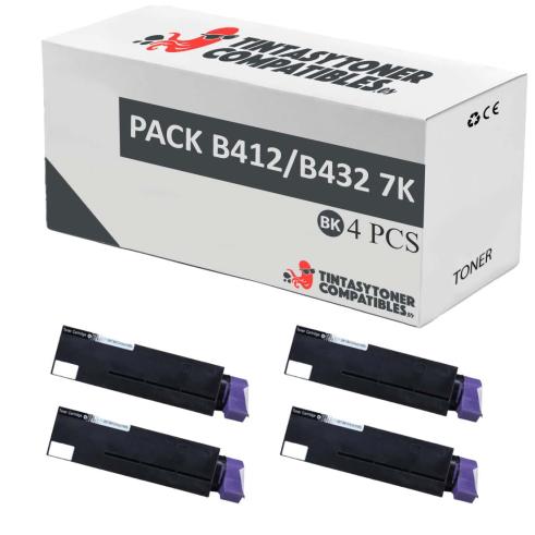Compatível Pack 4x OKI B412 / B432 / B512 / MB472 / MB492 / MB562 (7k)