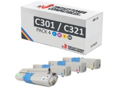 Compatível Pack 4x OKI C301 / C321