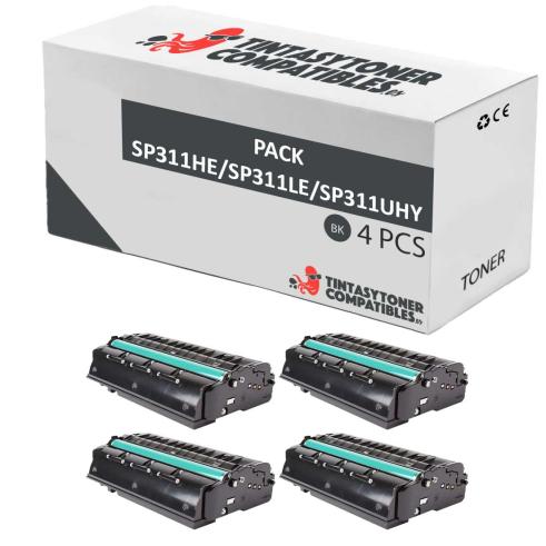 Compatível PACK 4X RICOH AFICIO SP 310 / SP 311 / SP 320 / SP 325 XXL