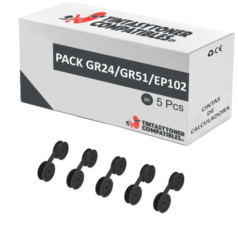Compatível Pack 5x Fita GR24/GR51/EP102 Preta