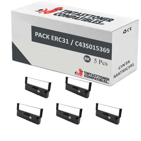 Compatível PACK 5X Fita EPSON ERC31 Preta para Matriz