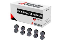 Compatível Pack 5x Fita GR24/GR51/EP102 Preto/Vermelho