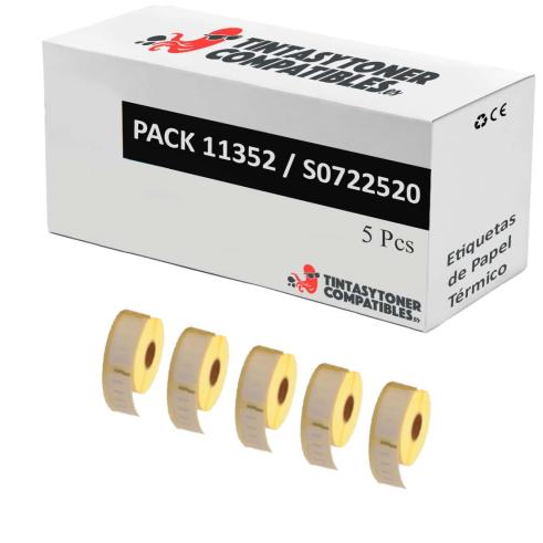 Compatível PACK 5X DYMO LABELWRITER 11352 Etiquetas para Pastas de Papel Térmico