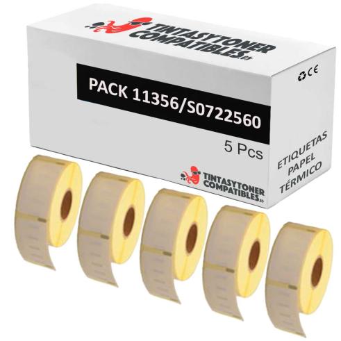 Compatíveis PACK 5X DYMO LABELWRITER 11356 Etiquetas de Papel Térmico Multiuso