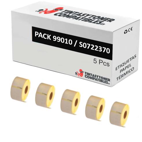 Compatível PACK 5X DYMO LABELWRITER 99010 Etiquetas de Endereço Standard em Papel Térmico