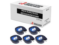 Compatível PACK 5X Dymo LetraTag S0721610/S0721660 Preto / Branco