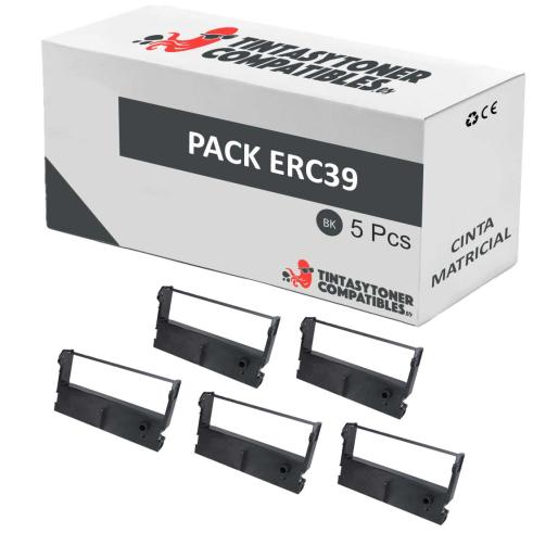 Compatível Pack 5x Epson ERC 39 Fitas Matriciais