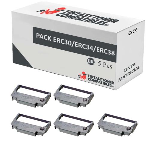 Compatível PACK 5X Epson ERC30 ERC34 ERC38 Preto