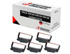 Compatível Pacote 5x Epson ERC30 ERC34 ERC38 Preto/Vermelha
