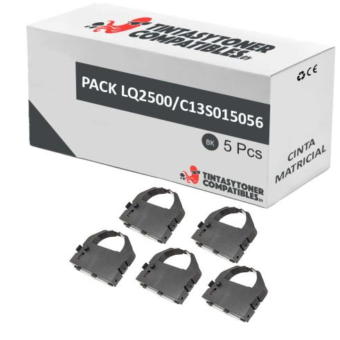Compatível Pack 5x Epson LQ-2500 Preto Fita Matrix