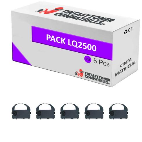 Compatível Pack 5x Epson LQ-2500 Púrpura Fita Matrix