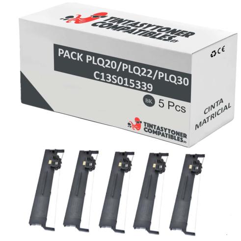Compatível Pack 5x Epson PLQ 20/PLQ 22/PLQ 30 Fita Matricial Preta
