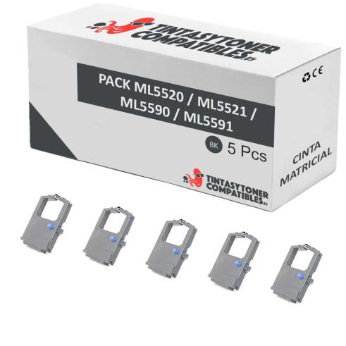Compatível Pack 5x OKI ML5520 / ML5521 / ML5590 / ML5591 Fita Preta Matrix