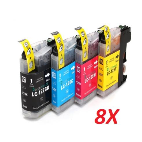 Compatível Pacote 8 x BROTHER LC-127 Preto LC-125 Cores