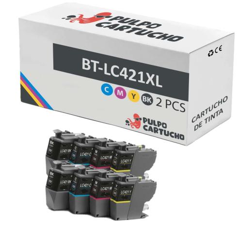 Compatível Pacote 8x Brother LC421XL