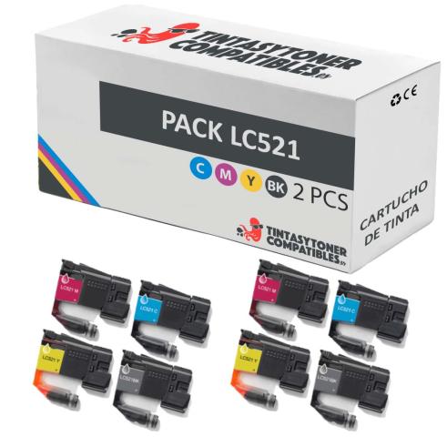 Compatível Pack 8x Brother LC521